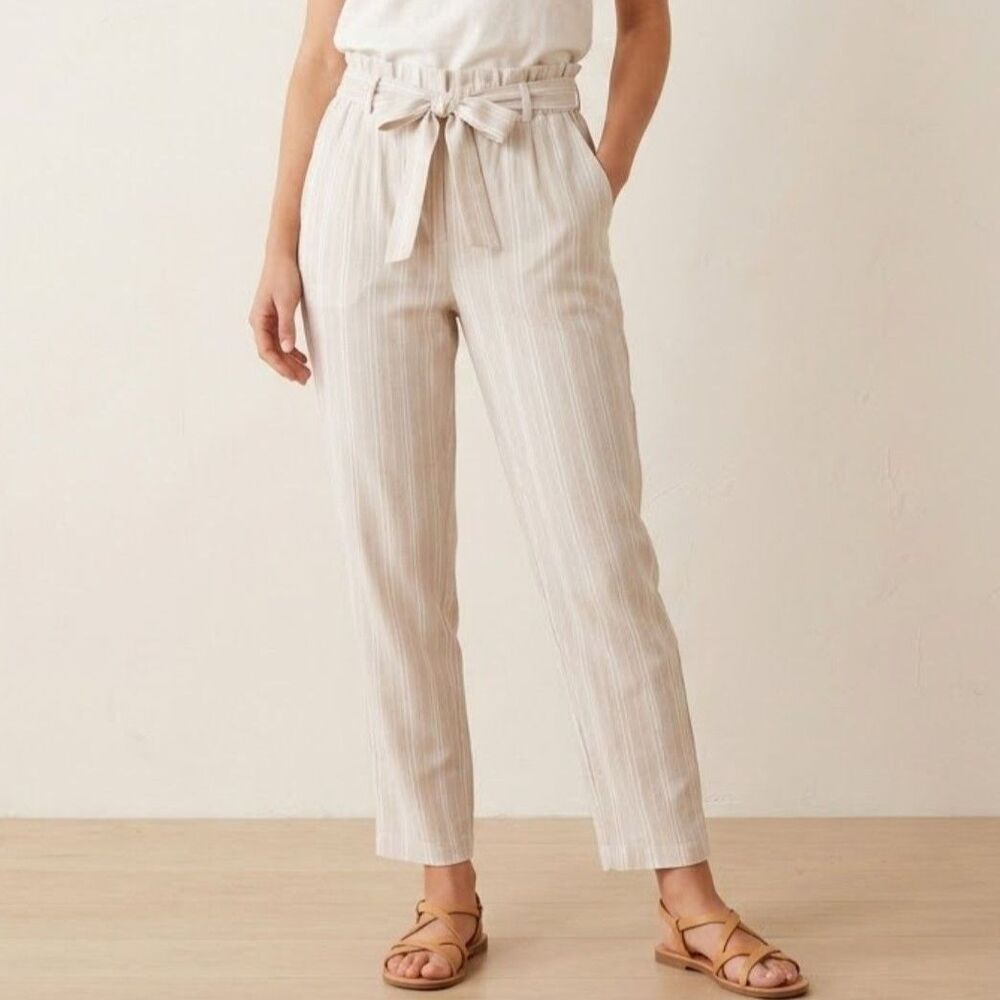 Candies Striped High-Waist Paperbag Waist Tapered Pants Y2K Casual Summer SZ S